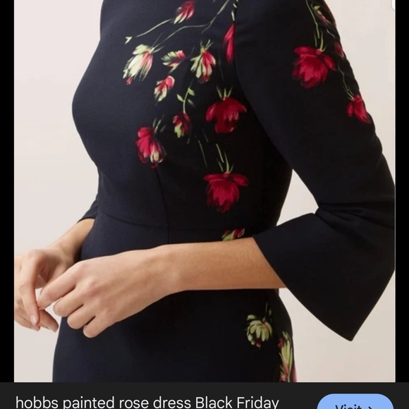 Chic Black Floral Long Sleeve Dress - Picture 2 of 5